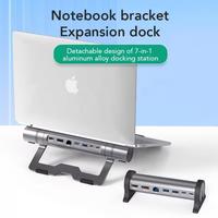 Station d'accueil multifonction Ethernet pour Mac Book Pro USB HUB DisplayPort HDTV Video Docking Station 7 en 1 HUB Laptop Stand Type C HUB