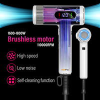 Sèche-cheveux KooFex Professional 110,000 RPM Moteur BLDC super léger avec affichage numérique, buse magnétique et diffuseur