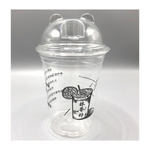 Custom <span class=keywords><strong>Cute</strong></span> Logo Printing Limpar Descartável Em Forma De U Copo De Plástico Copo De Sobremesa De PET 12oz 16oz 22oz Copos De Suco De Café Com Tampa - Product Image 3