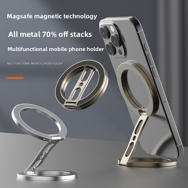 Dual Magnetic for for Phone Tablet Stand Holder Aluminum Alloy Foldable Portable Desk Bed Car Gym Mount 360 Rotation