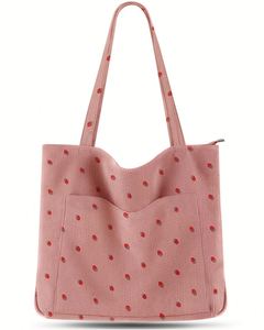 Corduroy Tote Bag for Women Large Shoulder Bag with Zipper and Pockets for College Work Travel Shopping - Product Image 1