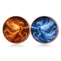 Ensemble de deux pièces de monnaie en cuivre pur à 99,9 % de 1 once, thème Feu et Glace, pièce de monnaie fantaisie