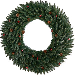 Wholesale Customized Factory Price PVC Eco-Friendly <b>Fire</b>-<b>proof</b> 60cm Artificial Christmas Wreath Commercial Indoor Decoration - Product Image 2