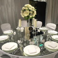 Plateaux de table ronds en acrylique miroir de 60 pouces sur 10 pouces pour mariage, plateau de table en acrylique miroir rond pour table de banquet