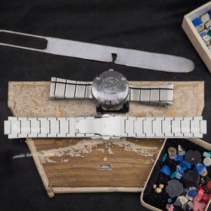 Bracelet de montre vintage Maenwvo en acier inoxydable blanc avec fermoir déployant, respirant, 22 mm pour montre - Product Image 3