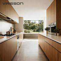 Meubles de cuisine modulaires en bois massif au design moderne et personnalisé, avec évier, tiroir, panier et robinet, prêts à assembler pour hôtels, centres commerciaux et appartements