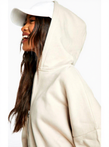 Women's Winter Casual Tracksuit Set Hooded Two Piece Solid Color Loose Fit Full Length Drawstring Pants Side Pockets - Product Image 5