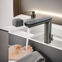 Robinet de lavabo LED à capteur tactile moderne pour maison et hôtel commercial, avec construction en cuivre à trou unique, robinet de salle de bain intelligent