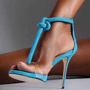 Sandales à <span class=keywords><strong>talons</strong></span> aiguilles simples pour femmes, sandales à <span class=keywords><strong>talons</strong></span> hauts en Faux daim PVC, fermeture éclair, grande taille, chaussures d'été pour femmes, fête, danse - Product Image 3