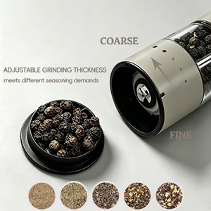 Refillable Salt and <b>Pepper</b> Shaker Adjustable Stainless Steel <b>Pepper</b> Mill Rechargeable Mini Black Spice Mill with Base - Product Image 3