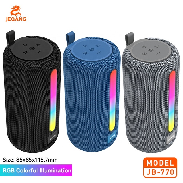 Jeqang JB-770 Portable Wireless BT Speaker with RGB LED Lighting 360 Surround Sound IPX4 Waterproof