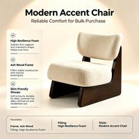Fauteuil d'appoint moderne une place style Wabi-Sabi avec dossier rembourré en éponge et pieds en bois pour salon, appartement, hôtel, villa