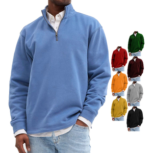 Pullover da <span class=keywords><strong>uomo</strong></span> con Zip a quarto di peso massimo 260gsm 65% cotone 35% in poliestere <span class=keywords><strong>felpa</strong></span> sportiva Casual da ginnastica - Product Image 1