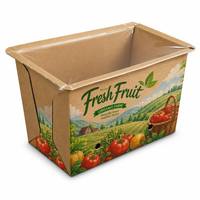Kartonnen doosjes met opdruk, diepe zijkanten, kraft wit, geperforeerd, voor fruitverpakkingen, met heatsealfolie, groothandel