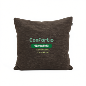 Cuscino in ciniglia marrone 50x50 cm – Eleganti cuscini e guancialle in ciniglia - Product Image 1