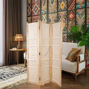 room divider <b>screen</b> handmade style hand knotted made of natural cotton cord custom design folding room divider - Product Image 1