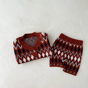 Mới công bằng đảo phong cách retro Jacquard Áo len thiết lập cho cô gái V Cổ Nút Cardigan và độ đàn hồi Quần Short Cotton 2 mảnh phù hợp với trẻ em - Product Image 2