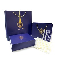 Ensemble complet d'emballages en tissu avec logo d'estampage en or Boîte à abaya en carton pliable de couleur bleu marine avec sacs