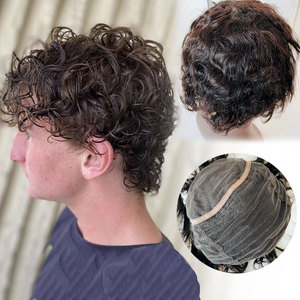 In stock cheaper fast <strong>Men</strong> Wigs Indian 100% Virgin Human <strong>Hair</strong> Toupee <strong>Pieces</strong> machine made base Replacement System <strong>men's</strong> Toupee - Product Image 1