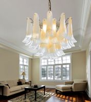Grands lustres pour plafonds hauts, design d'escalier en verre fait main, luminaire suspendu pour la décoration de la maison et des hôtels