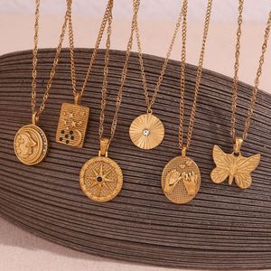 Joyería del Día de San Valentín, collar con colgante de <span class=keywords><strong>Tarot</strong></span> grabado, conjunto de joyería de acero inoxidable chapado en oro de 18 quilates - Product Image 4