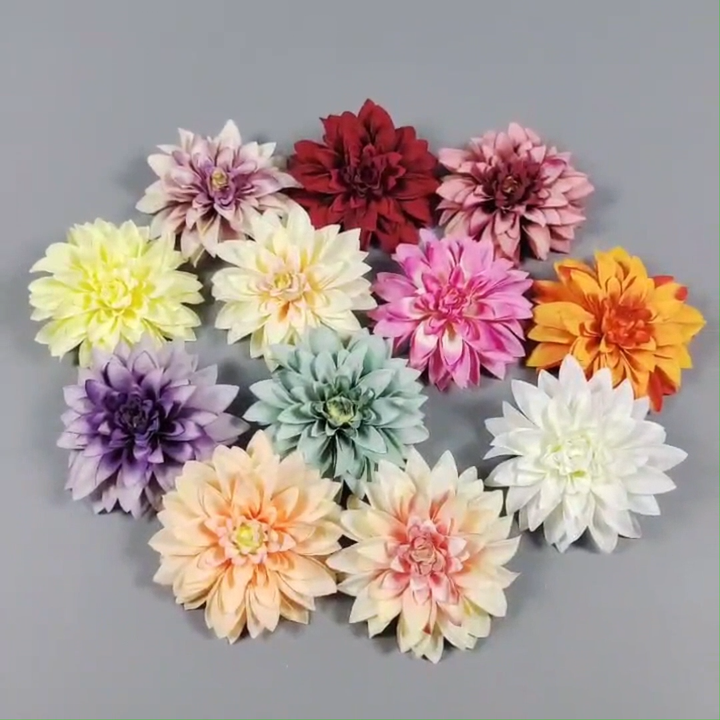 TINGE TIME Artificial Silk Dahlia Flowers - 20pcs Ivory Fake Flowers For DIY Wedding, Centerpieces & Home Decor