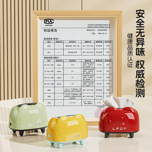 LFOF Bear Shaped Tissue Box Red Yellow Green Free Standing Multipurpose Home Use - Product Image 2