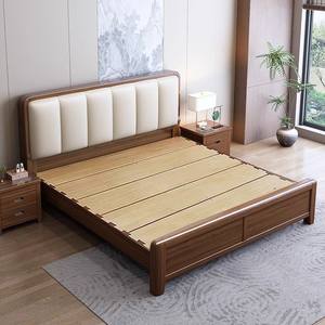 Cadre de lit en bois massif au design moderne et robuste avec tête de lit capitonnée et tables de chevet pour hôtels, Airbnb, locations d'appartements et ensembles de chambre à coucher - Product Image 6