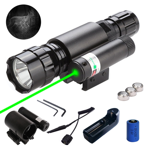 SYQT White Flashlight with Green Red Dot Laser Sight Combo for Hunting Accessories