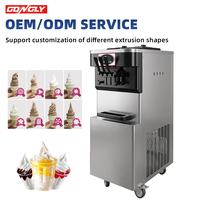 Machine à glaces molles commerciale silencieuse 18-25L/H, 3 saveurs, pour kiosque de centre commercial