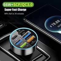 Chargeur de voiture USB C 8 en 1 Adaptateur de charge super rapide dans la voiture 4 PD pour iPhone iPad Huawei Vivo Samsung Oneplus Nouveaux produits 2024