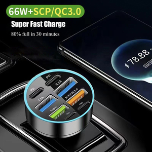 8 en 1 USB C <span class=keywords><strong>Cargador</strong></span> de coche Adaptador de carga súper rápida en coche 4 PD para iPhone iPad Huawei Vivo Samsung <span class=keywords><strong>Oneplus</strong></span> Nuevos productos 2024 - Product Image 3