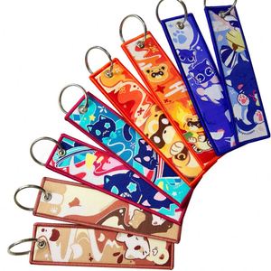 <b>Custom</b> Fabric Keychain <b>Key</b> Tag Accessories Sublimation Printed Keytag Woven Cartoon Keystrap Anime Keychains - Product Image 1