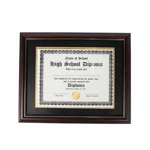 Custom Diploma Frame Cherry Wood Color With Tow Colors Mats Certificate Diploma Frame Graduation Wooden Certificate Frame
