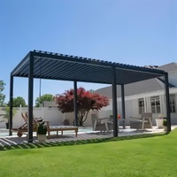 Pergola moderne en aluminium à lames orientables avec éclairage LED automatique pour balcon et jardin, structure métallique robuste, pavillon imperméable