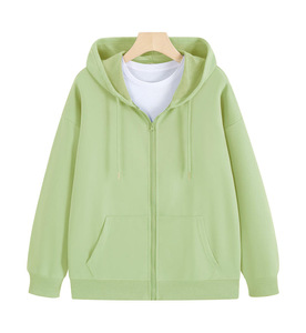 260g twill imitation cotton zip-up hooded sweatshirt with custom printed logo, suitable for men and women - Product Image 4