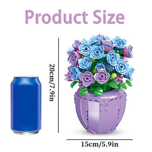 Juego de bloques de construcción de flores de 372 Uds., juguete de flores de plástico decorativo de escritorio, montaje DIY, Kit de ladrillos de construcción de plantas en maceta - Product Image 3