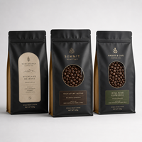 Sacs d'emballage en gros pour café en grains entiers ou moulu, en kraft noir, imprimés sur mesure, avec fermeture éclair et valve de dégazage, pour 250g et 500g