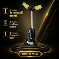 Lampe de travail LED rétractable G18, projecteur COB portable, support pliable, lampe de travail rechargeable pour extérieur, urgence, atelier