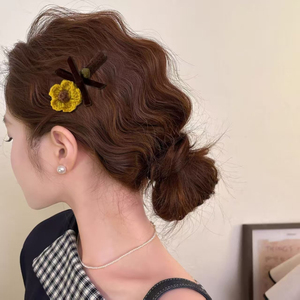 Hot Selling <b>Sweet</b> Niche Design Yellow Small <b>Flower</b> Hairpin Exquisite Light Luxury Women's Hairpins Fashion Headwear Wholesale - Product Image 2