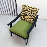 Luxuriöser französischer Freizeitstuhl mit Gummibaumholzrahmen und hochwertiger Stoffpolsterung, Vintage-Loungesessel