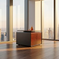 Bureau de direction en bois de placage naturel avec finition cristal, plateau en MDF E1, bureau de conseil avec interrupteur tactile LED