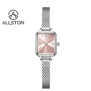 Relojes de Pulsera de Alta Calidad para <span class=keywords><strong>Mujer</strong></span>, Esfera Cuadrada, Correa de Acero, Color Rosa Plateado, Reloj Romano para <span class=keywords><strong>Mujer</strong></span>, Reloj de Pulsera Elegante para Negocios, Esfera Rosa Suave para Chica - Product Image 1