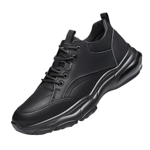 Zapatos Deportivos de Cuero Negro para Hombre con Forro de Felpa, Zapatillas Cálidas de Invierno Casuales con Cordones Delanteros, Color Sólido, Origen Wenzhou - Product Image 5