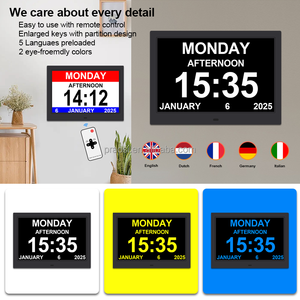 Ưu 13 "hiển thị kỹ thuật số lịch với Đồng hồ màn hình lớn hiển thị nhiều báo động thuốc nhắc nhở người cao niên tự động DST điều khiển từ xa - Product Image 4