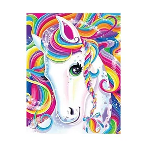 Appear On The Market Newly 5d White Horsehead Colorful Braid Diy Diamond Painting Wall Art Decoration