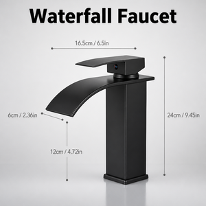 Robinet de lavabo cascade moderne noir mat à levier unique, origine Chine, pour salle de bain, livraison directe UE - Product Image 3
