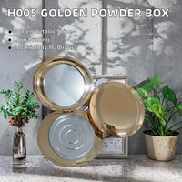 Boîte à poudre fine dorée personnalisée 0207, boîte à cosmétiques ovale en métal, miroir en aluminium, matériaux recyclés, plastique ABS