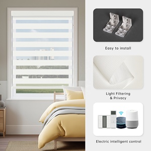 Tende <span class=keywords><strong>a</strong></span> <span class=keywords><strong>Rullo</strong></span> <span class=keywords><strong>Zebra</strong></span> Automatiche Motorizzate per Giorno e Notte, Oscuranti e Trasparenti, con Telecomando - Product Image 3