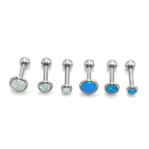 Anello per bambini ortodosso in acciaio inox opale in pietra Tragus cartilagine anello Tragus orecchino - Product Image 5